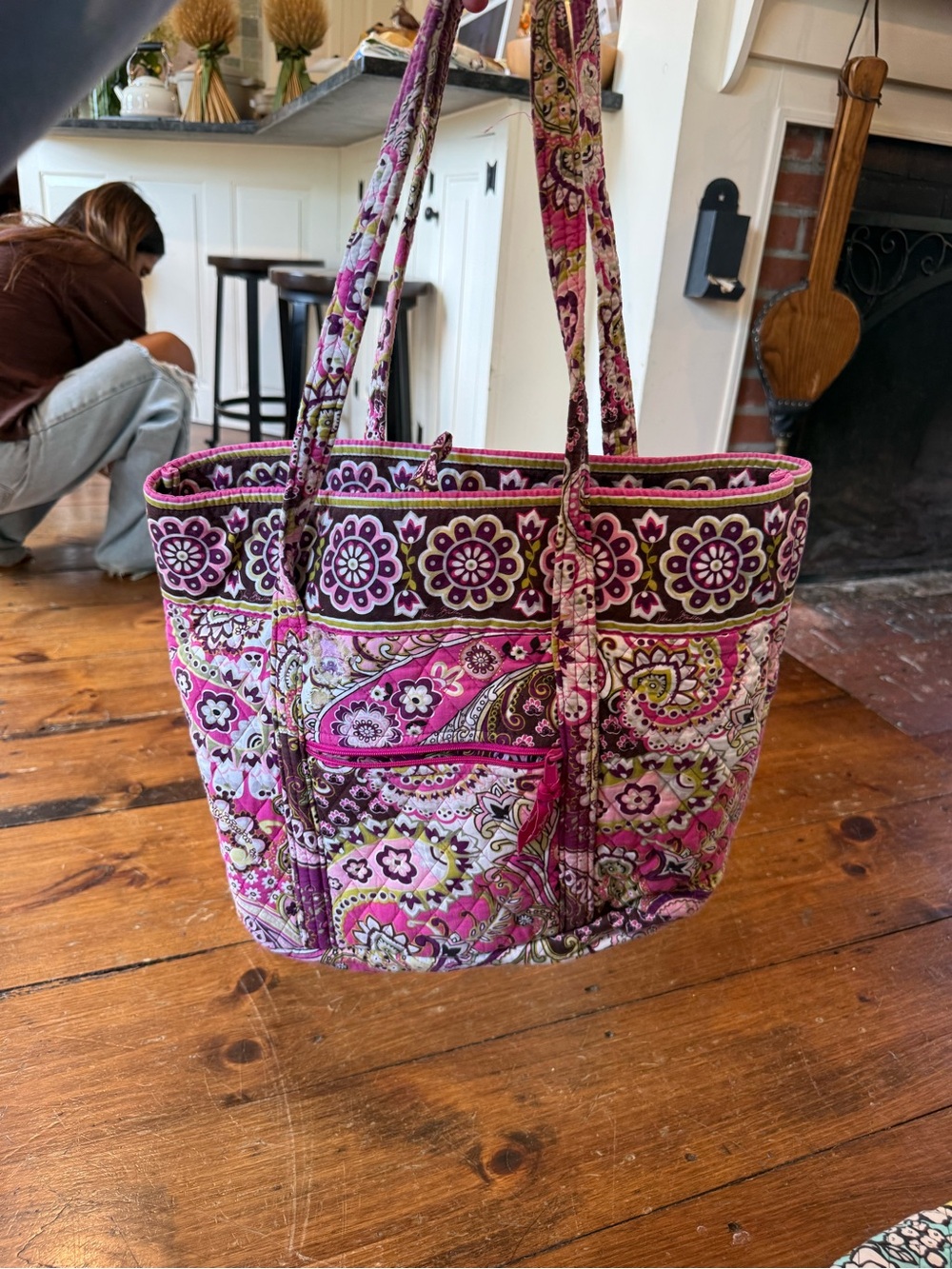 Vera Bradley Very Berry Paisley Retired Pink and Brown Quilted Paisley Tote